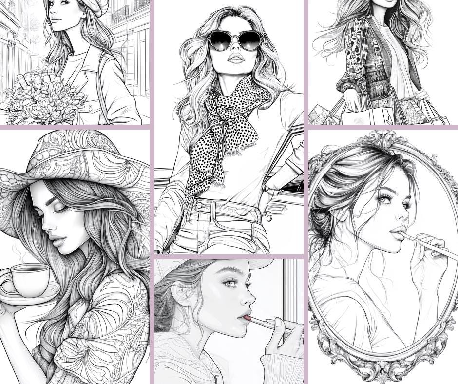 Modern Girls Coloring Pages, Printable Coloring Pages for Adult ...