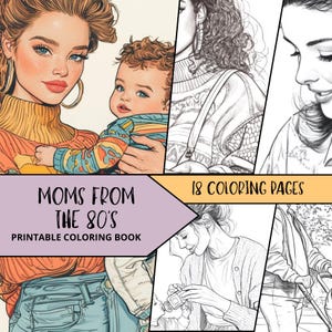Beautiful Woman Coloring Pages, Mom Family Coloring, Printable Coloring Pages for Adult, Relaxing Coloring Book, Fashion Coloring Sheets
