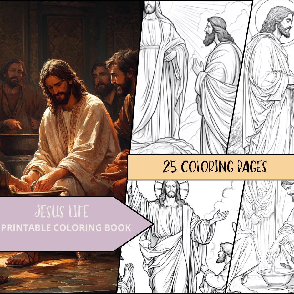 Jesus Coloring Page, Printable Jesus Coloring Book, Religious Christian Coloring, Catholic Coloring, Bible Coloring, Adult Coloring Pages
