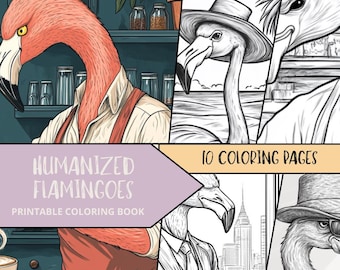 Flamingo Färbung, druckbare Flamingo, Erwachsene Flamingo Färbung, Tier Malseiten, druckbare digitaler Download, Erwachsene Malseiten