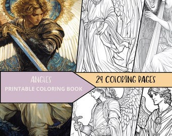 Angels Coloring Pages, Printable Coloring Book, Religious Christian Coloring, Catholic Coloring, Bible Coloring, Adult Coloring Pages