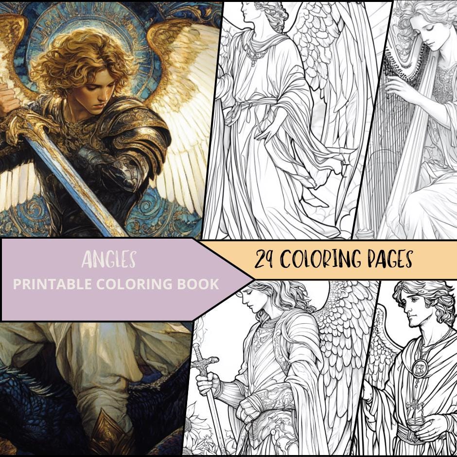 Angels Coloring Pages, Printable Coloring Book, Religious Christian…