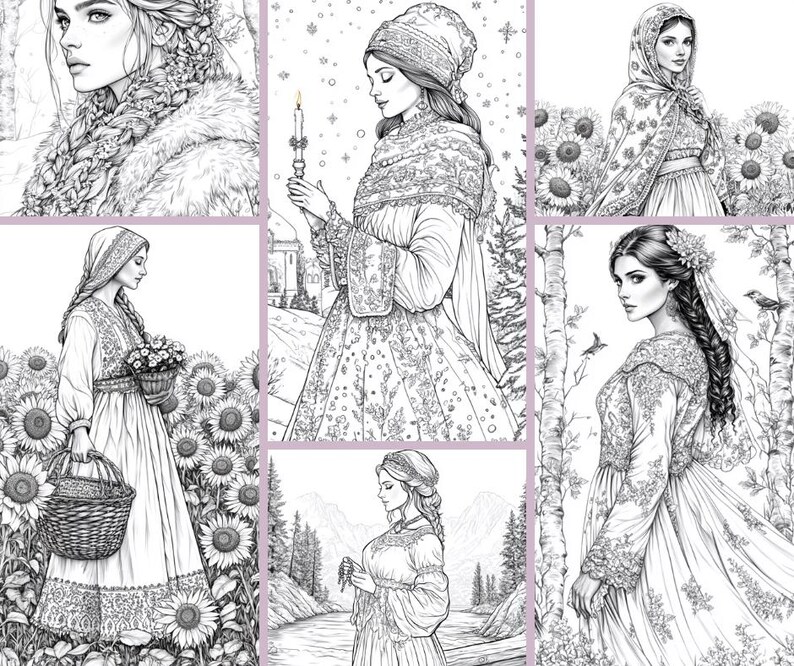 Beautiful Women Coloring Page, Digital Download,fantasy Coloring Page ...