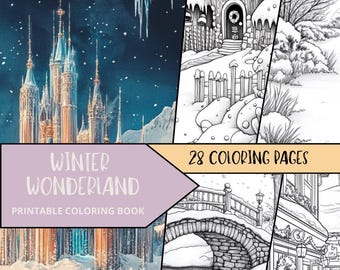 Christmas Coloring, Hygge Christmas Coloring Pages, Digital Download Xmas Coloring Page, Winter Holiday Snow Coloring, Adult Winter Coloring