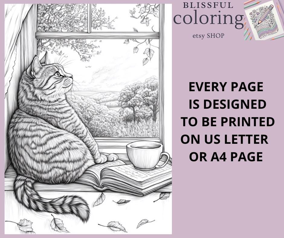 Fall Animals Coloring Pages, PDF Instant Download, Cat Coloring Pages ...