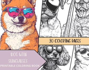 Dogs Coloring | Dog Coloring Pages | Printable Adult Kids Coloring Pages | Download Grayscale Illustration | Printable PDF
