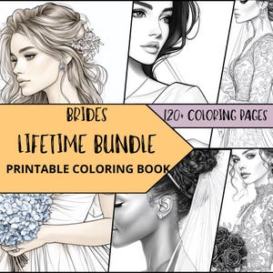 Bride Coloring Bundle, Black Woman Coloring Pages, Printable Coloring Pages for Adult, Fashion Hairstyle Coloring, Relaxing Coloring Book