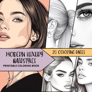 Woman Coloring Pages, Printable Coloring Page for Adult, Hairstyles Coloring Sheets, Relaxing Coloring Book, Fashion Coloring, Girl Coloring