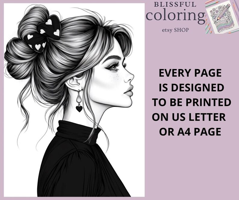 Woman Coloring Pages, Printable Coloring Pages for Adult, Hairstyle ...