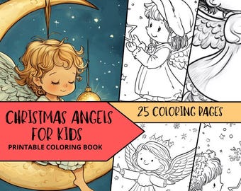 Angel Coloring Page, Printable Christmas Coloring Book, Religious Christian Coloring, Colorgin Pages For Kids, Bible Coloring, Xmas Activity