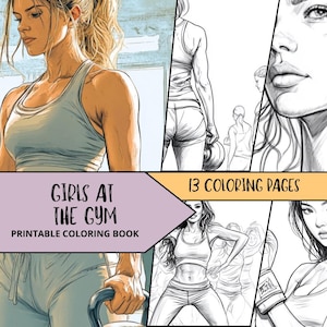 Woman Coloring Pages, Printable Coloring Pages for Adult, Gym Coloring Sheets, Relaxing Coloring Book, Workout Coloring Sheets