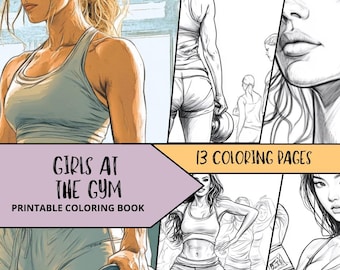 Frau Malvorlagen, druckbare Malseiten für Erwachsene, Fitness-Studio Malvorlagen, entspannende Malbuch, Workout-Malvorlagen