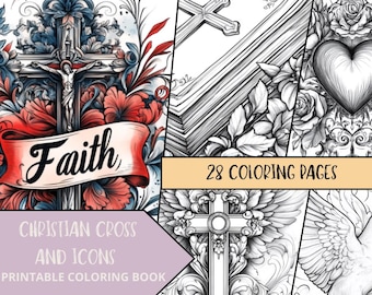 Christian Coloring Page, Printable Crosses Coloring Book, Religious Coloring, Catholic Coloring, Bible Coloring, Adult Coloring Pages