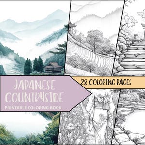 Japanese Coloring, Japan Coloring Sheets, Printable Japanese Coloring Book, Adult Coloring, Colouring Book, Adult Japanese Coloring Book,