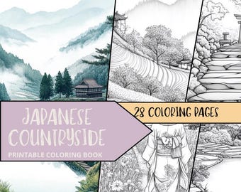 Japanese Coloring, Japan Coloring Sheets, Printable Japanese Coloring Book, Adult Coloring, Colouring Book, Adult Japanese Coloring Book,