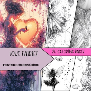 Beautiful Woman Coloring Pages, Fairy Coloring Pages for Adult, Grayscale Coloring Sheets, Relaxing Coloring Book, Fashion Coloring