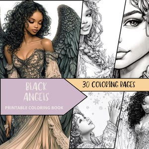 Angels Coloring Pages, Printable Coloring Book, Religious Christian Coloring, Catholic Coloring, Black Woman Coloring, Adult Coloring Pages