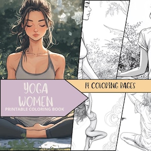 Beautiful Woman Coloring Pages, Printable Coloring Pages for Adult, Grayscale Coloring Sheets, Relaxing Coloring Book, yoga Coloring