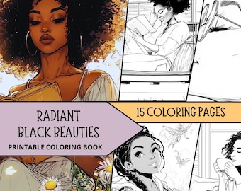 Black Woman Coloring Pages, Printable Coloring Pages for Adult, Grayscale Coloring Sheets, Relaxing Coloring Book, Fashion Coloring Afro