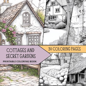 Rustic Coloring Pages, Printable Coloring Pages for Adult, Relaxing Coloring Book, Cottage Coloring, Cottagecore Coloring, Vintage Coloring