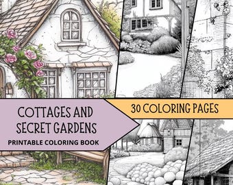 Rustic Coloring Pages, Printable Coloring Pages for Adult, Relaxing Coloring Book, Cottage Coloring, Cottagecore Coloring, Vintage Coloring