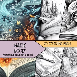Magic Coloring Book, Fantasy Coloring, Mythical Creature Coloring Book, Adult Printable Coloring Pages, Instant Download, Relaxing Coloring
