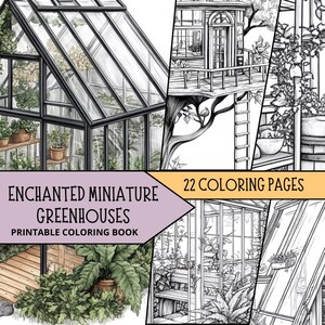 Greenhouses Coloring Pages, Stress Relief Coloring Sheets, Nature Coloring Book, Botanical Adult Coloring, Flower Coloring, Greyscale Color