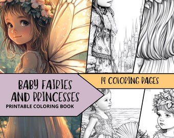 Coloriages pour tout-petits, pages à colorier pour adultes, feuilles à colorier en niveaux de gris, livre de coloriage relaxant, coloriage mode, fille fée