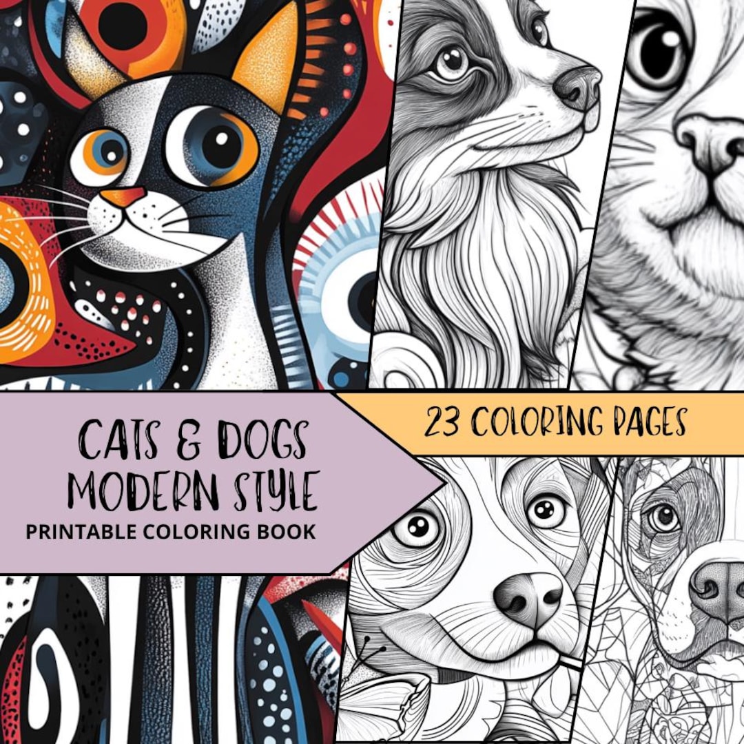 Cat Coloring Page, Printable Digital Download, Adult Cat Coloring Pages