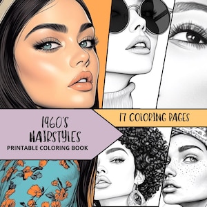 Woman Coloring Pages,Printable Coloring Pages for Adult, Hairstyles Coloring Sheets, Relaxing Coloring Book, Fashion Coloring, Vintage Girls