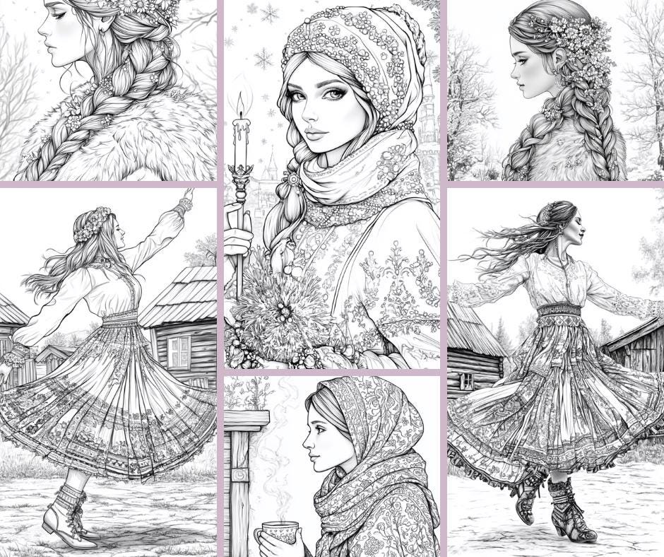 Beautiful Women Coloring Page, Digital Download,fantasy Coloring Page ...