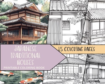 Dibujos para colorear japoneses, Dibujos para colorear imprimibles para adultos, Láminas para colorear japonesas, Libro para colorear relajante, Dibujos para colorear de arquitectura asiática