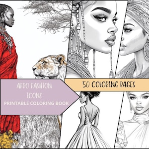 Black Woman Coloring Pages - Printable Coloring Pages for Adult - African Coloring Sheets - Relaxing Coloring Book - Fashion Coloring