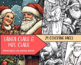 Pagina da colorare di Babbo Natale per Natale, Download digitale, Pagina da colorare di Natale, Pagina da colorare di neve per le vacanze invernali, Pagine da colorare per le vacanze, Disegno da colorare di Babbo Natale