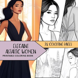 Beautiful Woman Coloring Pages, Printable Coloring Pages for Adult, Chinese Coloring Pages, Relaxing Coloring Book, Asian Fashion Coloring