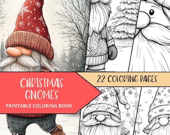Christmas Coloring, Gnome Coloring, Xmas Coloring, Holiday Coloring Pages, Christmas Coloring Sheets Printable Gnome Coloring Page
