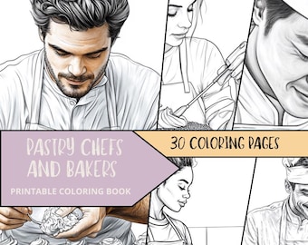 Disegni da colorare di pasticceria, disegni da colorare di decorazioni per torte, pagine da colorare di cibo, pagine da colorare stampabili per adulti, libro da colorare rilassante, disegni da colorare di chef