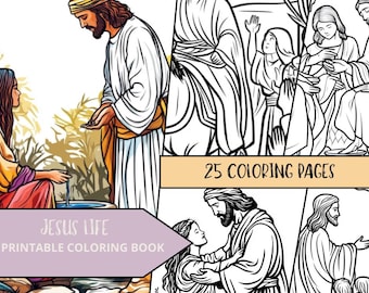 Jesus Coloring Page, Printable Jesus Coloring Book, Religious Christian Coloring, Catholic Coloring, Bible Coloring, Adult Coloring Pages