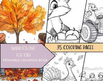 Thanksgiving Coloring Pages, Turkey Coloring, Thanksgiving Coloring Book, Coloring Printables, Fall Kids Coloring Page, PDF Digital Download