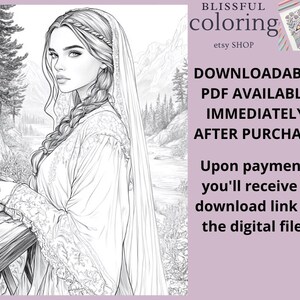 Beautiful Women Coloring Page, Digital Download,fantasy Coloring Page ...