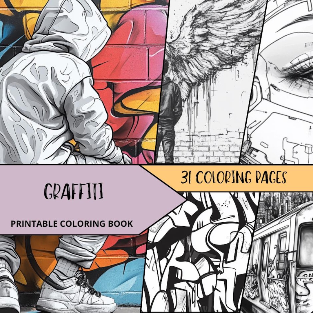 Graffiti Coloring, Printable Coloring Pages, Street Art Coloring, Adult ...