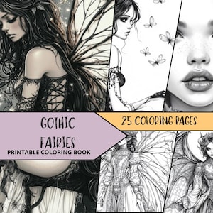 Woman Coloring Pages, Printable Fairy Coloring Pages for Adult, Gothic Fairies Coloring Sheets, Gothic Coloring Book, Fantasy Coloring Book