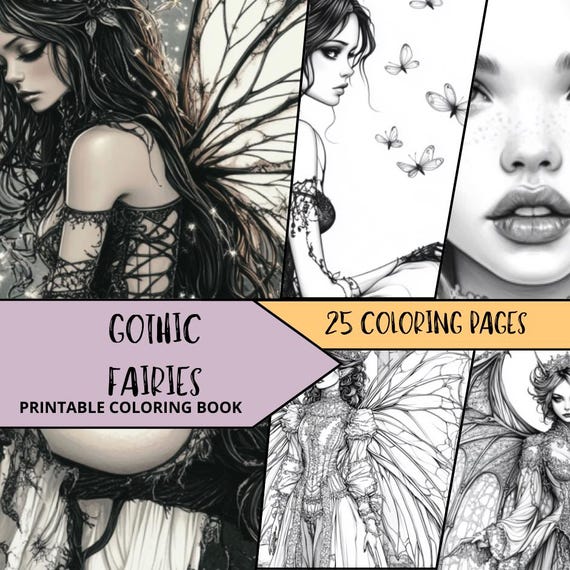 Woman Coloring Pages, Printable Fairy Coloring Pages for Adult, Gothic Fairies Coloring Sheets, Gothic Coloring Book, Fantasy Coloring Book