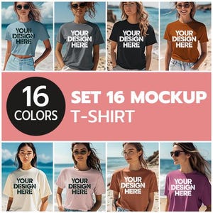 T-Shirt Mockup Bundle - Editable Design Templates with Beach Background