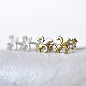 Silver Fleur De Lis Post , Fleur De Lis Stud , Fleur De Lis Boucle d’oreille , Argent , Français Symbole