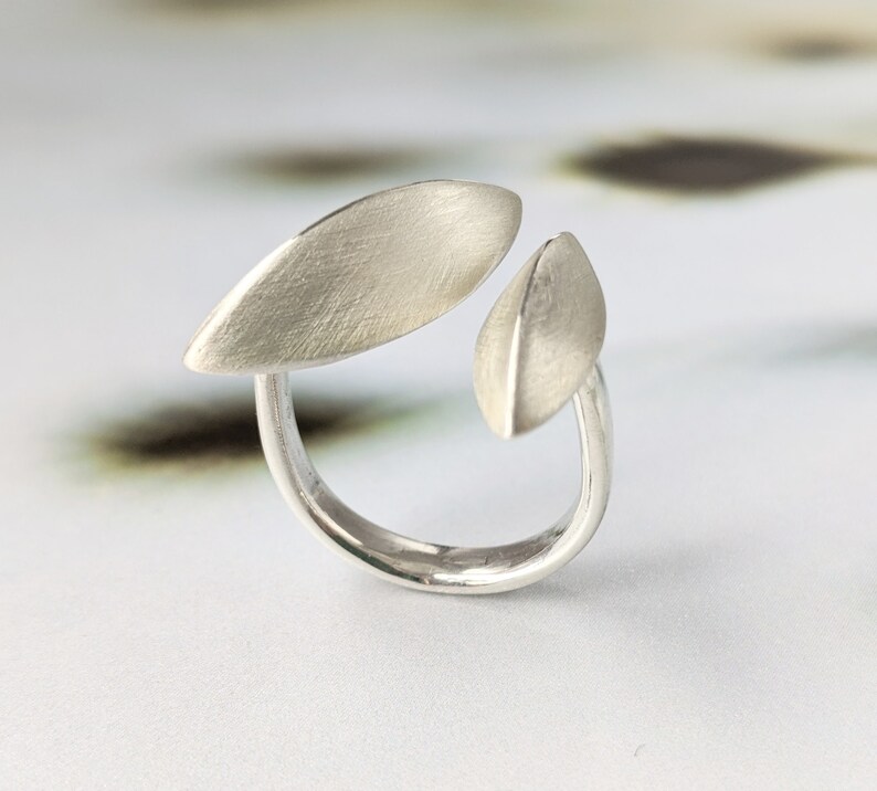 Pod Ring Sterling Silver Adjustable Size Open Shank Brushed Etsy