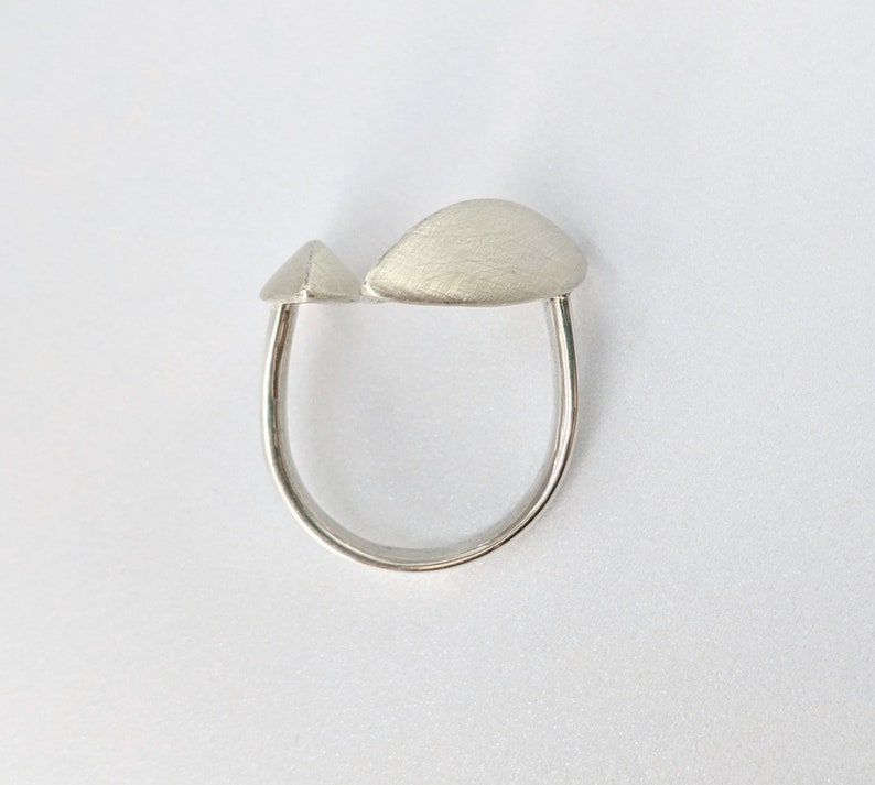 Pod Ring Sterling Silver Adjustable Size Open Shank Brushed Etsy