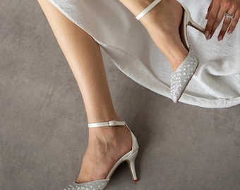 Pearl Bridal Heels: Handmade Satin Stiletto Wedding Shoes