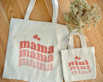 Matching Mama and Mini Tote Bags, Mom and Daughter Set