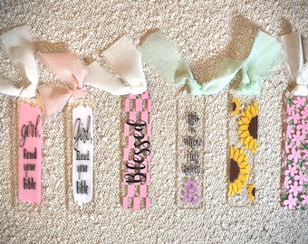 Acrylic Bookmark | Flowers & Bible Verse Designs